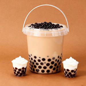 Özel logo tek kullanımlık 500ML/1L/2L/3L içecek taze meyve PP plastik bardak kovalar kolu ve kapaklı - Product Image 3