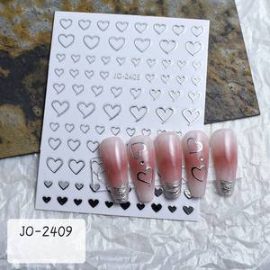 Pegatinas de <span class=keywords><strong>Uñas</strong></span> con Diseño de Corazón Hueco Plateado Láser, Estrellas <span class=keywords><strong>y</strong></span> Luna, Adhesivos Metálicos 3D para <span class=keywords><strong>Uñas</strong></span>, Decoración Celestial para Manicura - Product Image 1