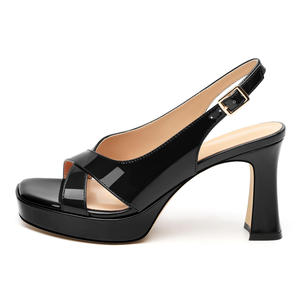 Sandali da Donna con Plateau, Tacco Largo Comodo, Punta Aperta con Cinturino alla Caviglia, Scarpe da Cerimonia - Product Image 2