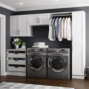 YALIG Armoire de buanderie moderne personnalisée avec panier intégré, meuble de rangement et vanité pour buanderie - Product Image 4