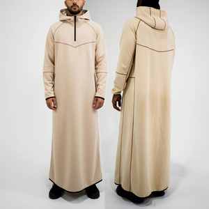 Túnica Kandura Thobe para <span class=keywords><strong>Hombre</strong></span>, Estilo Medio Oriente, Personalización Completa, Nuevo Diseño Árabe, Cierre de <span class=keywords><strong>Cremallera</strong></span>, Corte Holgado, Manga Larga <span class=keywords><strong>con</strong></span> Capucha, Túnica Musulmana - Product Image 2