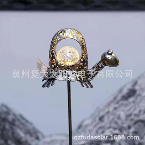 Lampe solaire LED en forme de tortue pour jardin, décoration en fer forgé, résistante à l'eau, portable, pour extérieur - Product Image 4