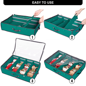Boîte de rangement double couche pour cadeaux de Noël Casse-Noisette avec couvercle <span class=keywords><strong>transparent</strong></span> Organisateur pliable de chapeaux de Noël - Product Image 5