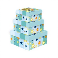 Lot de 3 boîtes cadeaux oblongues en carton rigide avec motif étoile en relief, en matériaux recyclés, pour l'emballage de cadeaux d'anniversaire pour enfants