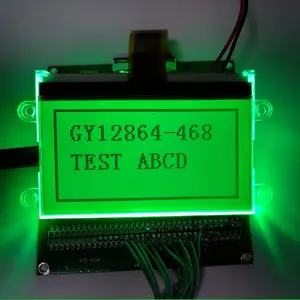 Özelleştirilmiş LCD ekran 12864 Lcd modülü STN yeşil aydınlatmalı POS terminali Cog tek renkli grafik 128x64 nokta vuruşlu Lcd