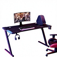 Bureau de jeu RGB moderne noir sur mesure pour le bureau à domicile, table d'ordinateur personnalisée, table de jeu personnalisée, vente en gros OEM