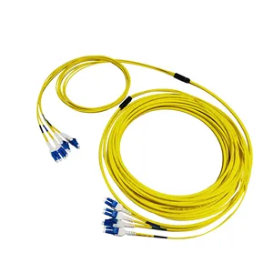 Geteknet Cordon de raccordement à fibre optique Fanout 3.0mm SM LC UPC Jaune LSZH Jacket Câble de raccordement à fibre optique