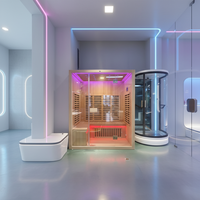 Kabin Sauna Kayu Solid Inframerah Jauh untuk 2 Orang, Harga Pabrik Murah, Dilengkapi Panel Kontrol dan 220V untuk Penggunaan Dalam dan Luar Ruangan