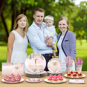 <span class=keywords><strong>Vaisselle</strong></span> <span class=keywords><strong>jetable</strong></span> en papier rose moderne, très vendue, accessoire pour baptême, communion, fête, anniversaire d'enfants, demoiselles d'honneur - Product Image 2