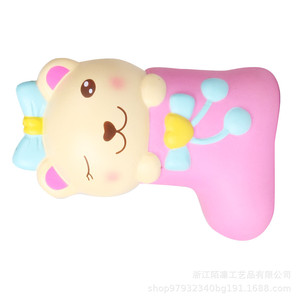Cute Cartoon <b>Bear</b> In <b>Pink</b> Boot Silicone Squishy Toy Soft Promotional Gift For Events - Product Image 2
