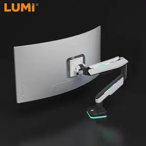 Cabo de iluminação resistente à luz uv, braço ajustável do monitor do jogo do gás da gestão do cabo de iluminação rgb para o computador de 49 polegadas