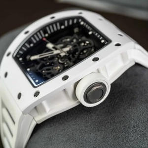 Reloj Deportivo Mecánico con Forma de Tonneau, Caja Blanca Resistente a los Arañazos, Movimiento Totalmente Esqueletizado, Reloj de Lujo Discreto para Hombre - Product Image 4