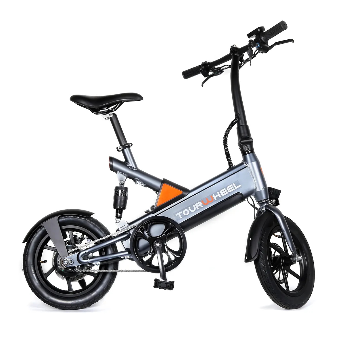 Tourwheel uzun ömürlü yüksek kaliteli F/R disk fren spor bicicleta electrica 14 inç elektrikli katlanır şehir bisikleti