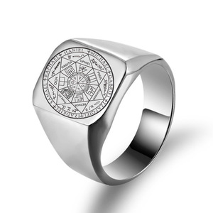 I sette arcangeli anelli di protezione amuleto sigillo Solomon Kabbalah <span class=keywords><strong>anello</strong></span> uomo donne <span class=keywords><strong>anello</strong></span> in acciaio inox lucido - Product Image 4