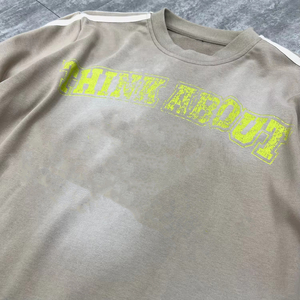 T-shirt Homme Streetwear Personnalisé en Coton Épais Camouflage Coupe Oversize Courte à Manches Longues Double Gaufrées Effet Vieilli et Délavé - Product Image 2