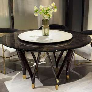 Juego de comedor de lujo de gama alta italiano, mesa de madera ensamblada y seis sillas, muebles modelo extensible - Product Image 2