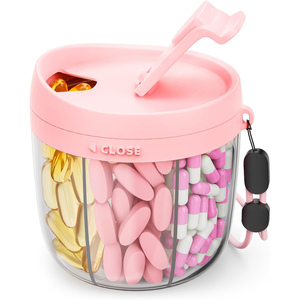 Conteneur personnalisé 150 ml rouge rose vide pour suppléments, vitamines, gélules, pilules, organisateur hebdomadaire 7 jours, résistant aux enfants, en PP de qualité alimentaire - Product Image 1