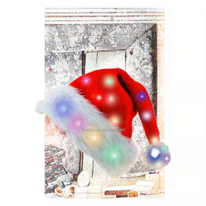 Chapeau de Père Noël en peluche LED, fournitures pour fêtes de Noël, chapeau lumineux, décoration, chapeau de Noël qui brille dans le noir, cadeau de Père Noël - Product Image 3
