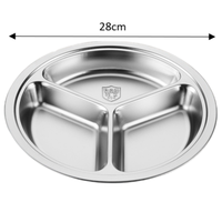 Assiette à dîner en acier inoxydable de qualité alimentaire Liyunda 304, boîte à lunch divisée en 3 compartiments, plateau épais pour l'école, le bureau