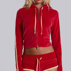 שירות odm oem מותאם אישית oem בסגנון רטרו קפוצ 'ון Coodie y2k התחדשות קטיפה קטיפה רזה מתאים zip למעלה - Product Image 1