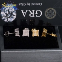 Boucles d'oreilles en argent sterling plaqué or 925 7mm à vis arrière en Moisssanite avec test de diamant glacé au prix de gros