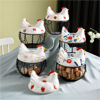 Panier de rangement créatif à thème de Pâques, panier de rangement en céramique pour la cuisine