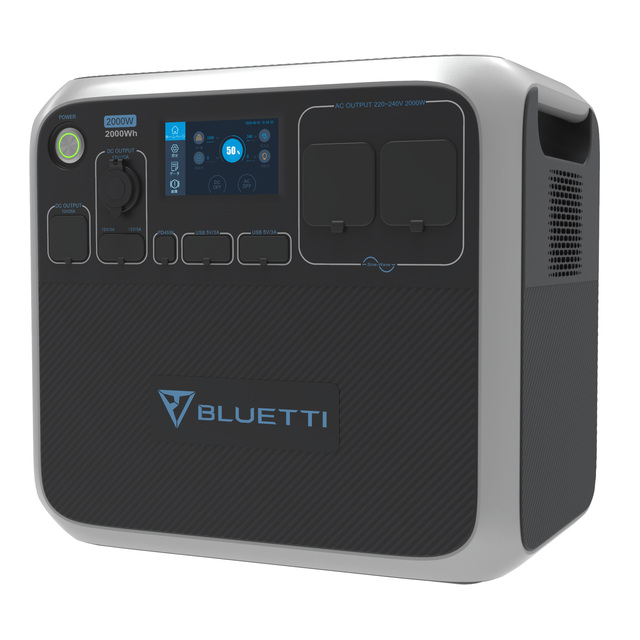 For 2048Wh 2000W AC/4000W Peak Battery Generator with Pure Sine Wave Wireless Charging MPPT Solar Car Power Outages
