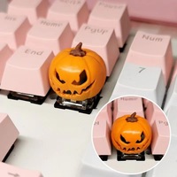 Aflion Vente en gros de touches de clavier personnalisées en forme de citrouille d'Halloween, touches de clavier en résine 3D translucides personnalisées, dessin animé, couleurs rétro faites à la main