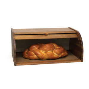 Natural Custom Large Capacity Acacia Wooden Roll Top Toast Bread Box Kitchen Food Storage Bread Box