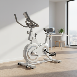 Bicicleta Estática Vertical de Acero Inoxidable Gris, Resistencia de Fieltro de Lana de 100 kg, Gimnasio en Casa, Ejercicio en Interiores con Tiempo y Calorías - Product Image 1