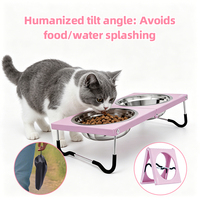 Support de gamelle surélevée pour chat, pliable, léger, durable, en acier inoxydable, antidérapant, pour voyage en extérieur