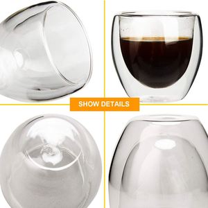 Tasse à café double paroi en verre borosilicate résistant à la chaleur, forme œuf, pour petit-déjeuner, tasse à eau isolée pour la maison, cadeau - Product Image 2