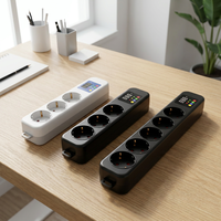 Adaptador de Enchufe Múltiple Inteligente con Pantalla Digital de Voltaje de 16A 250V, Estándar Europeo, para Uso en Hogar y Oficina