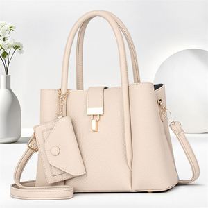 Minimalist <b>Pink</b> Color Handbag <b>Purse</b> Set Luxury PU Leather Tote Bag for Woman - Product Image 1