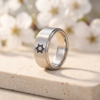 Bague en carbure de tungstène avec symbole étoile de David pour homme, bijoux juifs, cadeau de Hanouka pour un ami juif