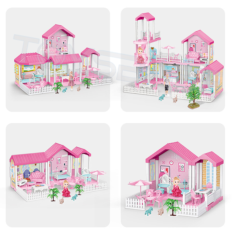 Doll House Pink Toys Plastic Material Fashion Kids Play Set