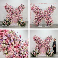 BPF063 Décoration de mariage et d'anniversaire haut de gamme personnalisée, mur de fleurs papillon 5D rose, arrangement de toile de fond florale grande taille 2*2m