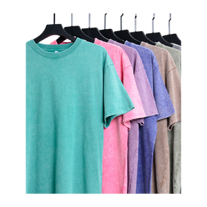 T-shirt à col rond pour homme en coton épais délavé à l'acide – Style vintage délavé aux minéraux - Product Image 4