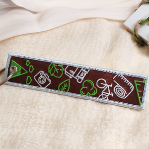 Tùy chỉnh logo thêu Keychain nhãn vải khuyến mại Key <span class=keywords><strong>Tag</strong></span> cho Carabiners & Móc khóa - Product Image 2