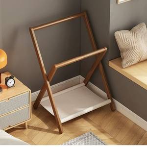 Porte-vêtements simple en bambou pour la maison, petit support de sol pour pantalons, gain de place, pour usage quotidien - Product Image 2