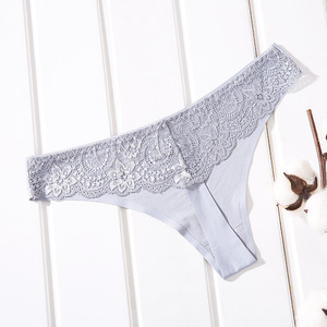 Women Lace <b>Thong</b> Panties Solid Low Waist Plus Size Sexy T-back Underwear Breathable Ice Silk <b>Seamless</b> Ladies Lingerie OEM ODM - Product Image 1