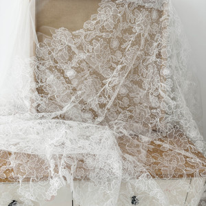 Pháp Phong Cách Hoa Thiết Kế Cá Lụa Chủ Đề Guipure Thêu Trang Trí Của Phụ Nữ Dài Dresses Wedding Ren Vải - Product Image 2