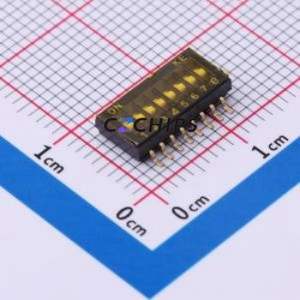 DSHP08TSGER DIP Switch SMD-16P,5.4x11.8mm Switch Flat Toggle, Groove Type Single Pole Single Throw 8 Gull Wing Type - Product Image 1