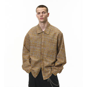 QUICKSHOW Streetwear <span class=keywords><strong>Seersucker</strong></span> Plaid <span class=keywords><strong>camicia</strong></span> prodotta su misura OEM Label stampa camicie per gli uomini - Product Image 1