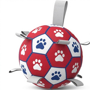 Ballon de football pour chien <span class=keywords><strong>Diman</strong></span> Paw Print avec sangles, pour jouer à l'intérieur/à l'extérieur, cadeau d'anniversaire, jouet interactif pour tirer la balle, pour chiens de petite/moyenne taille (6 pouces) - Product Image 1