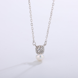 Collar de Plata S925 con Baño de Oro de 18K y Perla de Concha, Colgante Redondo con Circonita Cúbica, Regalo de Joyería para Mujer - Product Image 3