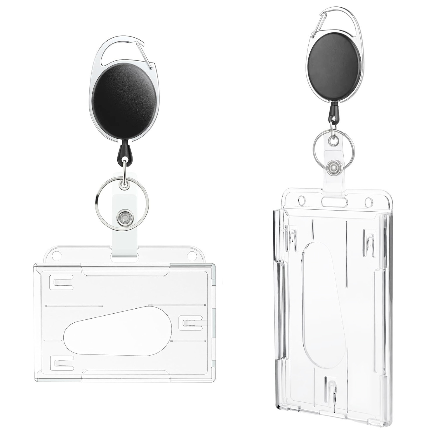 Hot Sale Easy-to-Pull Oval Egg Type PS ID Card Holder with Transparent Dual-Purpose Buckle Telescopic Feature Satin Lanyards Image 3