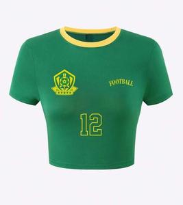 Streetwear vintage des années 90 chemises Y2k hauts <span class=keywords><strong>brésil</strong></span> haut court bretelles spaghetti couleur verte <span class=keywords><strong>maillot</strong></span> de football haut femmes bébé t-shirt - Product Image 1