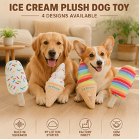 Jouet en peluche couineur pour chien, en coton rembourré, en forme de cornet de crème glacée et de bâtonnet glacé, 4 modèles, arc-en-ciel, interactif, pour chiot, été, OEM, vente en gros