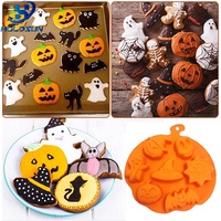 Moule de cuisson en silicone flexible résistant à la chaleur, 7 cavités, motifs citrouille et fantôme d'Halloween, couleur personnalisable, pour la pâtisserie et la fabrication de savons
